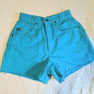 Vintage 1980s high waist turquoise cut off Chic jean shorts